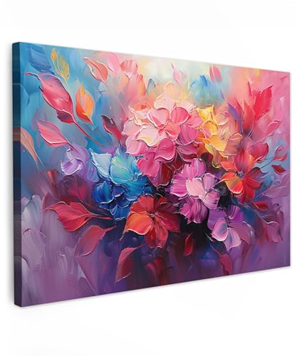 MuchoWow© Leinwandbild Klein 30x20 cm Mini Dekoration Wohnzimmer Bilder Pictures Wall Decoration Living Room Wohnungs Deko Moderne Bild Blumen - Rosa - Aquarell - Kunst von MuchoWow