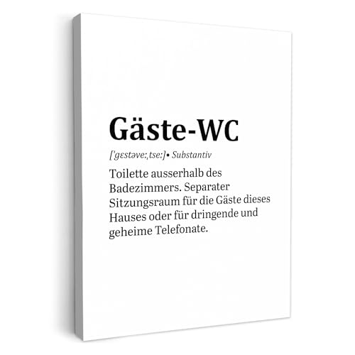 MuchoWow© Leinwandbilder 60x80 cm Wall Art Decoration Bilder für die Wand Badezimmer WC Toilette Deko Canvas Painting Wanddekoration Zitat - Definition - Klopapier - Weiß von MuchoWow