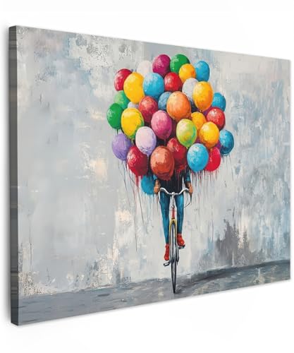 MuchoWow© Leinwandbilder 70x50 cm Wall Art Decoration Bilder für die Wand Schlafzimmer Deko Canvas Painting Wanddekoration Wohnzimmer Luftballons - Straßenkunst - Vintage von MuchoWow
