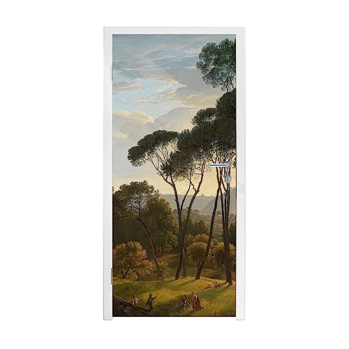 MuchoWow© Türtapete Selbstklebend Türposter Garten Tür Tapeten Italienische Landschaft mit Schirmkiefern - Gemälde von Hendrik Voogd - 90x205 cm von MuchoWow