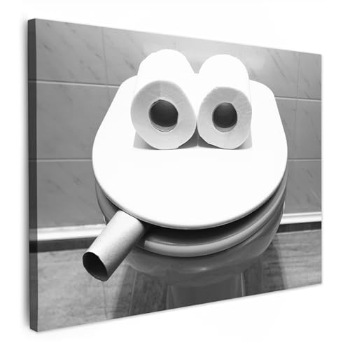 MuchoWow© Wandbilder 40x30 cm Badezimmer Home Deko Wohnung Bild Fotoleinwand Wand Bilder Leinwand Wall Decor WC - Toilettensitz - Lustig - Toilette von MuchoWow