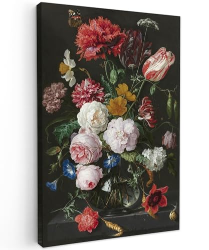 MuchoWow© Wandbilder 40x60 cm Schlafzimmer Home Deko Wohnung Bild Wohnzimmer Fotoleinwand Wand Bilder Leinwand Wall Decor Blumen - Blumenstrauß - Jan Davidsz. de Heem - Kunstdruck von MuchoWow