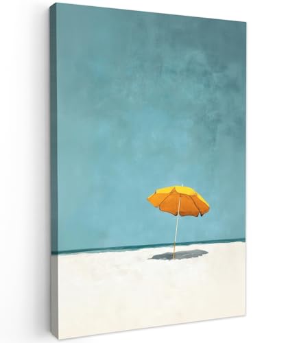 MuchoWow© Wandbilder 40x60 cm Wohnzimmer Wanddeko Schlafzimmer Zimmerdeko Wandgemälde Zimmer Deko auf Wand Dekoration Wall Art Sonnenschirm - Gelb - Strand - Meer von MuchoWow