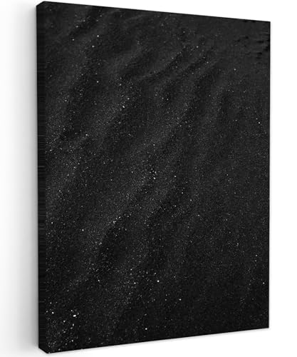 MuchoWow© Wandbilder 50x70 cm Schlafzimmer Home Deko Wohnung Bild Wohnzimmer Fotoleinwand Wand Bilder Schwarze Leinwand Wall Decor Sand - Wanddeko Schwarz - Design - Moderne von MuchoWow