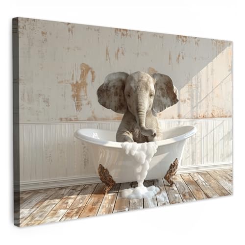 MuchoWow© Wandbilder 60x40 cm Badezimmer WC Toilette Home Deko Wohnung Bild Fotoleinwand Wand Bilder Leinwand Wall Decor Giraffe - Vintage - Schwarz und weiß - Badewanne - Tiere von MuchoWow