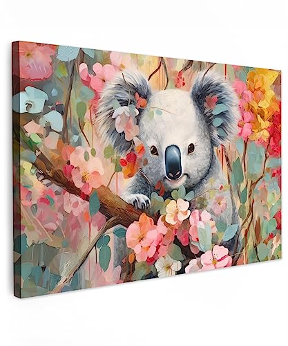 MuchoWow© Wandbilder 60x40 cm Wohnzimmer Wanddeko Schlafzimmer Zimmerdeko Fotowand Zimmer Deko Wand Dekoration Wall Art Bilder Wildtiere - Blumen - Koala - Natur von MuchoWow