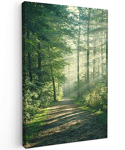 MuchoWow© Wandbilder 60x90 cm Schlafzimmer Home Deko Wohnung Bild Wohnzimmer Fotoleinwand Wand Bilder Leinwand Wall Decor Wald - Weg - Sonne - Bäume - Grün - Natur von MuchoWow