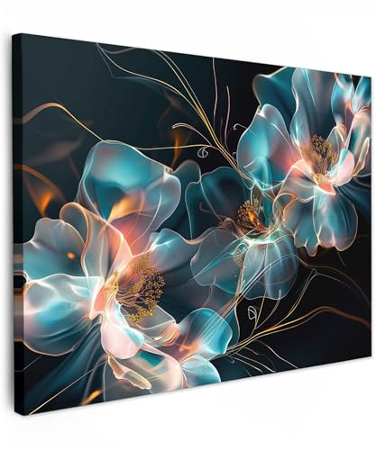 MuchoWow© Wandbilder 70x50 cm Schlafzimmer Home Deko Wohnung Bild Wohnzimmer Fotoleinwand Wand Bilder Leinwand Wall Decor Blumen - Schwarz - Licht - Flora von MuchoWow