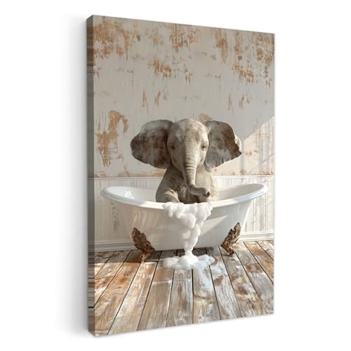 MuchoWow© Wandbilder 80x120 cm Badezimmer WC Toilette Home Deko Wohnung Bild Fotoleinwand Wand Bilder Leinwand Wall Decor Giraffe - Vintage - Schwarz und weiß - Badewanne - Tiere von MuchoWow