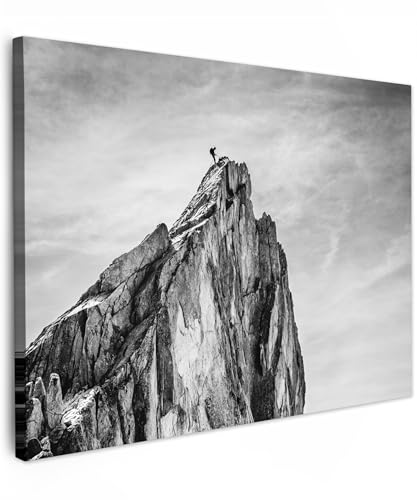 MuchoWow© Wandbilder 80x60 cm Schlafzimmer Home Deko Wohnung Bild Wohnzimmer Fotoleinwand Wand Bilder Leinwand Wall Decor Schwarzweiss - Weiss - Berg - Natur - Schwarz und Weiß von MuchoWow