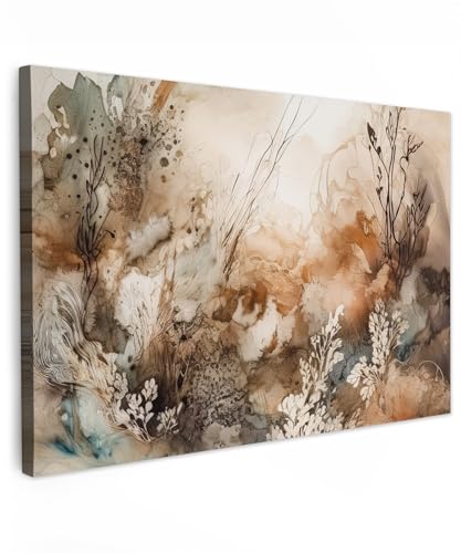 MuchoWow© Wandbilder 90x60 cm Schlafzimmer Home Deko Wohnung Bild Wohnzimmer Fotoleinwand Wand Bilder Leinwand Wall Decor Abstrakt - Beige - Farbe - Kunst - Natur - Blumen von MuchoWow