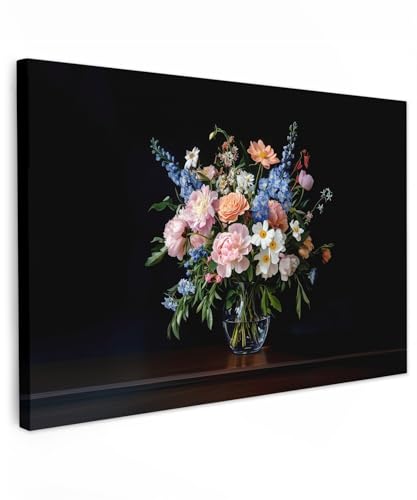 MuchoWow© Wandbilder 90x60 cm Schlafzimmer Home Deko Wohnung Bild Wohnzimmer Fotoleinwand Wand Bilder Leinwand Wall Decor Pastell - Blumen - Gläser - Vase von MuchoWow