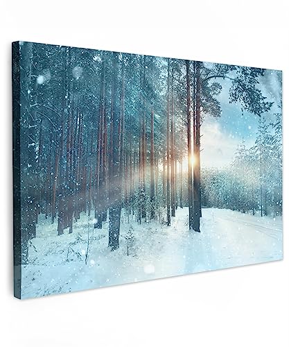 MuchoWow© Wandbilder Groß 120x80 cm XXL Wohnzimmer Wanddeko Schlafzimmer Zimmerdeko Fotowand Zimmer Deko Wand Dekoration Wall Art Bilder Natur - Winter - Sonne - Schnee - Wald von MuchoWow