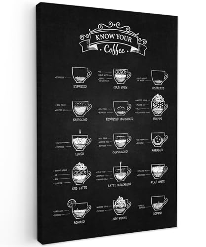 MuchoWow© Wandbilder Groß 80x120 cm XXL Schlafzimmer Home Deko Wohnung Bild Wohnzimmer Fotoleinwand Wand Bilder Leinwand Wall Decor Kaffee - Cappuccino - Schwarz und weiß - Küche - Espresso von MuchoWow