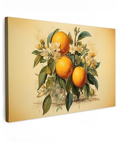 MuchoWow© Wandbilder Klein 30x20 cm Mini Wohnzimmer Wanddeko Schlafzimmer Zimmerdeko Fotowand Zimmer Deko Wand Dekoration Wall Art Vintage - Pflanzen - Orangen - Beige - Natur - Obst von MuchoWow