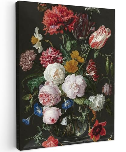 MuchoWow© Wandbilder Schlafzimmer Home Deko Wohnzimmer Fotoleinwand Geschenke Blumen - Blumenstrauß - Jan Davidsz. de Heem - Stilleben - 30 x 40 cm von MuchoWow