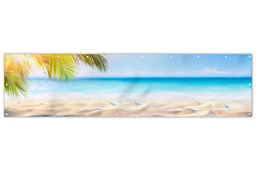 MuchoWow® Balkon Sichtschutz Sichtschutzmatte Balkonbanner Abdeckung für Terrasse Balkon Windschutz Blickdicht Wetterfest 300x85 cm Tropisch - Strand - Palme von MuchoWow