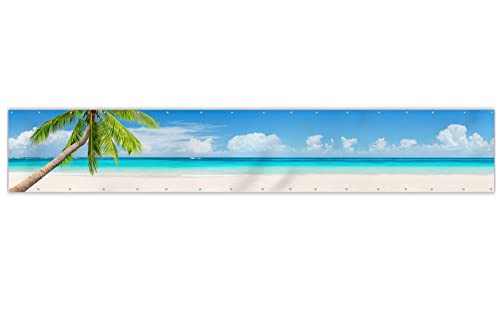 MuchoWow® Balkon Sichtschutz Sichtschutzmatte Balkonbanner Abdeckung für Terrasse Balkon Windschutz Blickdicht Wetterfest 500x75 cm Sommer - Palme - Strand - Tropisch von MuchoWow