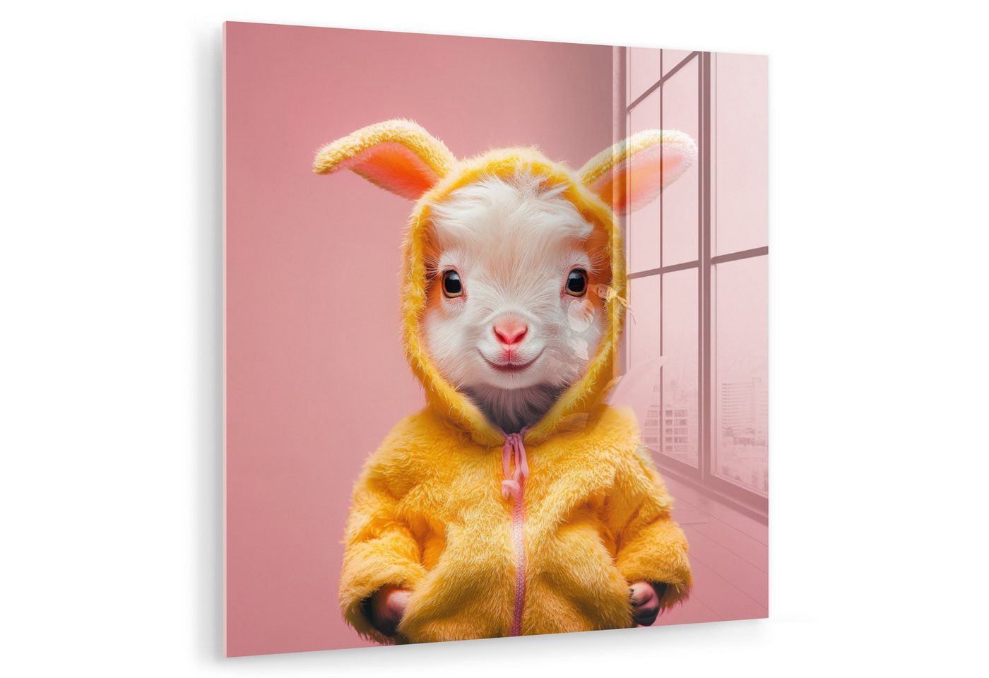 MuchoWow Acrylglasbild Kostüm - Ziege - Osterhase, Inkl. Aufhängung, Bilder auf Glas Wandbild, Wanddeko Wohnzimmer Badezimmer, 20x20 cm MuchoWow Acrylglasbild Kostüm - Ziege - Osterhase, Inkl. Aufhängung, Bilder auf Glas Wandbild, Wanddeko Wohnzimmer Badezimmer, 20x20 cm von MuchoWow