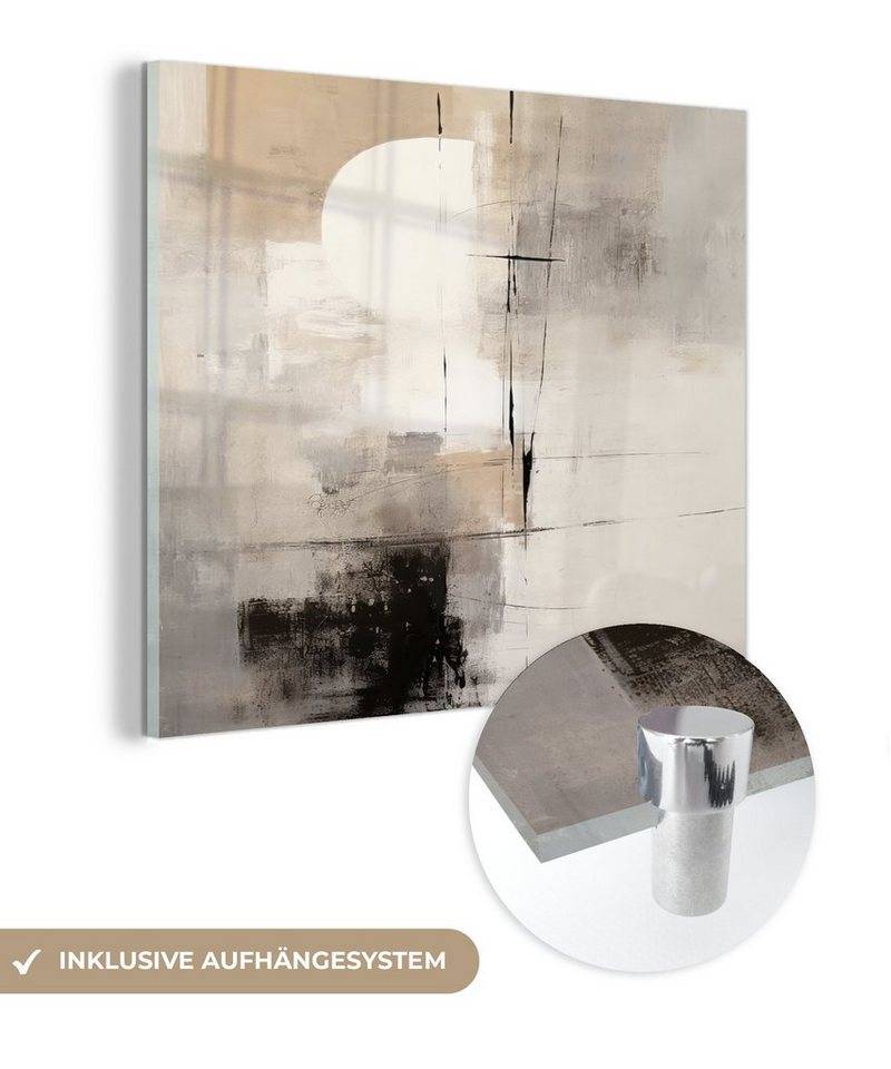MuchoWow Acrylglasbild Abstrakt - Kunst - Grau, Inkl. Aufhängung, Bilder auf Glas Wandbild, Wanddeko Wohnzimmer Badezimmer, 20x20 cm MuchoWow Acrylglasbild Abstrakt - Kunst - Grau, Inkl. Aufhängung, Bilder auf Glas Wandbild, Wanddeko Wohnzimmer Badezimmer, 20x20 cm von MuchoWow