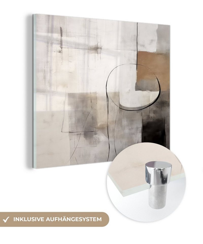 MuchoWow Acrylglasbild Abstrakte Kunst - Industriell - Weiß - Grau, Inkl. Aufhängung, Bilder auf Glas Wandbild, Wanddeko Wohnzimmer Badezimmer, 20x20 cm MuchoWow Acrylglasbild Abstrakte Kunst - Industriell - Weiß - Grau, Inkl. Aufhängung, Bilder auf Glas Wandbild, Wanddeko Wohnzimmer Badezimmer, 20x20 cm von MuchoWow