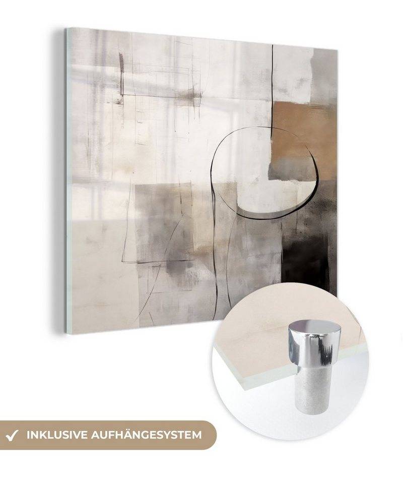 MuchoWow Acrylglasbild Abstrakte Kunst - Industriell - Weiß - Grau, Inkl. Aufhängung, Bilder auf Glas Wandbild, Wanddeko Wohnzimmer Badezimmer, 20x20 cm MuchoWow Acrylglasbild Abstrakte Kunst - Industriell - Weiß - Grau, Inkl. Aufhängung, Bilder auf Glas Wandbild, Wanddeko Wohnzimmer Badezimmer, 20x20 cm von MuchoWow
