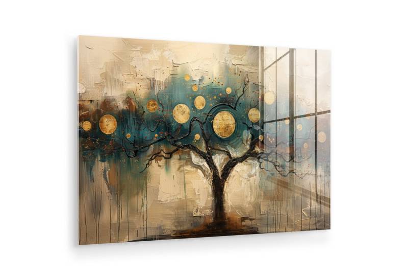 MuchoWow Acrylglasbild Baum - Abstrakt - Braun - Gold - Industriell, Fotodruck (1 St), Glasbilder Wohnzimmer, Schlafzimmer, Flur & Esszimmer, 60x40 cm von MuchoWow