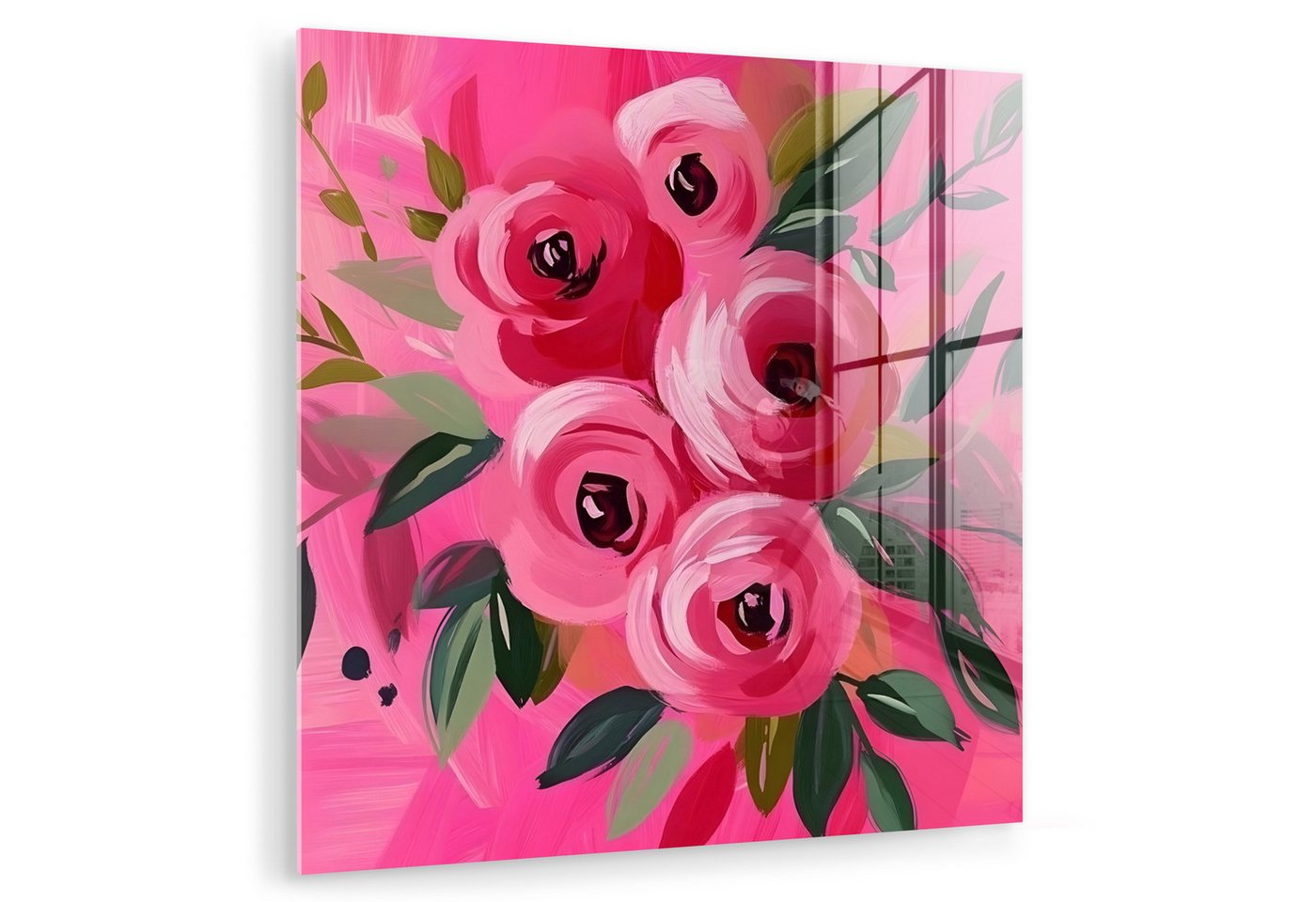 MuchoWow Acrylglasbild Blumen - Farbe - Rosa, Inkl. Aufhängung, Bilder auf Glas Wandbild, Wanddeko Wohnzimmer Badezimmer, 20x20 cm MuchoWow Acrylglasbild Blumen - Farbe - Rosa, Inkl. Aufhängung, Bilder auf Glas Wandbild, Wanddeko Wohnzimmer Badezimmer, 20x20 cm von MuchoWow