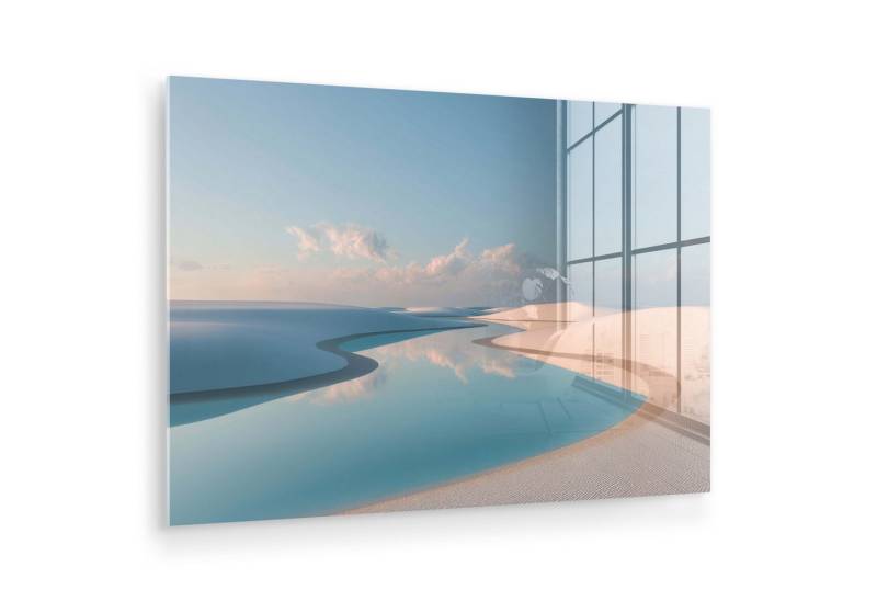 MuchoWow Acrylglasbild Dünen - Teich - Unendliche Stille, Inkl. Aufhängung, Glasbilder Wohnzimmer, Schlafzimmer, Flur & Esszimmer, 30x20 cm von MuchoWow