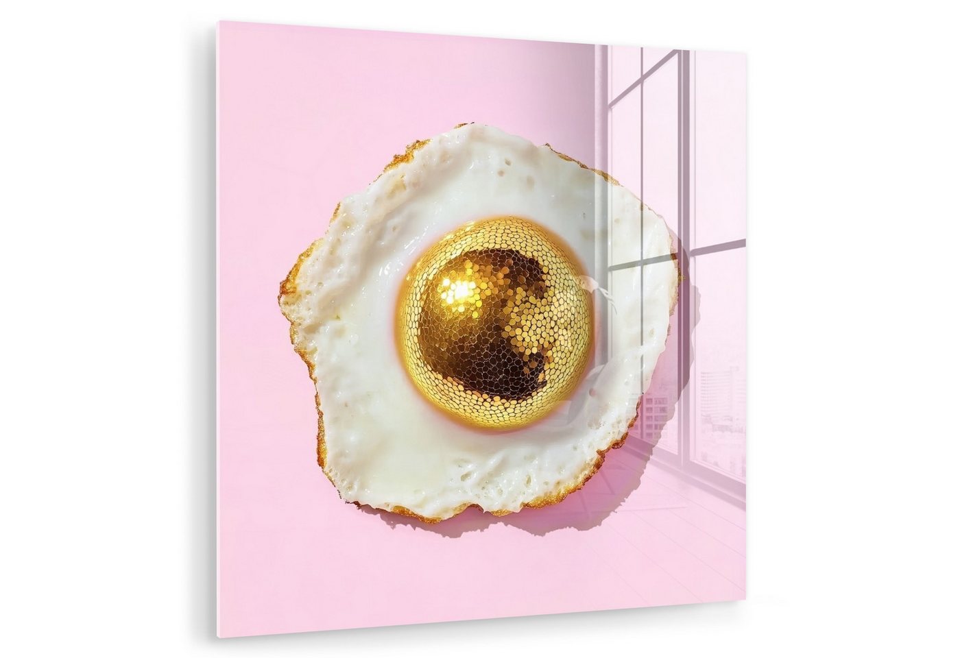 MuchoWow Acrylglasbild Ei - Disco - Frühstück - Glitzer, Inkl. Aufhängung, Bilder auf Glas Wandbild, Wanddeko Wohnzimmer Badezimmer, 20x20 cm MuchoWow Acrylglasbild Ei - Disco - Frühstück - Glitzer, Inkl. Aufhängung, Bilder auf Glas Wandbild, Wanddeko Wohnzimmer Badezimmer, 20x20 cm von MuchoWow