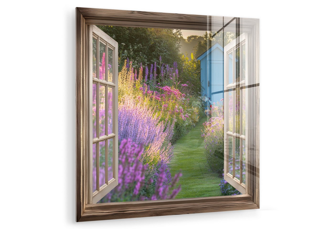 MuchoWow Acrylglasbild Fensterblick - Fenster - Blumen - Fenster - Natur, Inkl. Aufhängung, Bilder auf Glas Wandbild, Wanddeko Wohnzimmer Badezimmer, 20x20 cm MuchoWow Acrylglasbild Fensterblick - Fenster - Blumen - Fenster - Natur, Inkl. Aufhängung, Bilder auf Glas Wandbild, Wanddeko Wohnzimmer Badezimmer, 20x20 cm von MuchoWow
