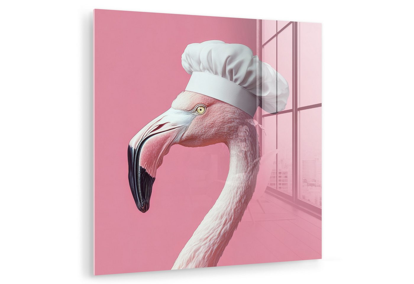 MuchoWow Acrylglasbild Flamingo - Rosa - Kochmütze - Vogel, Inkl. Aufhängung, Bilder auf Glas Wandbild, Wanddeko Wohnzimmer Badezimmer, 20x20 cm MuchoWow Acrylglasbild Flamingo - Rosa - Kochmütze - Vogel, Inkl. Aufhängung, Bilder auf Glas Wandbild, Wanddeko Wohnzimmer Badezimmer, 20x20 cm von MuchoWow