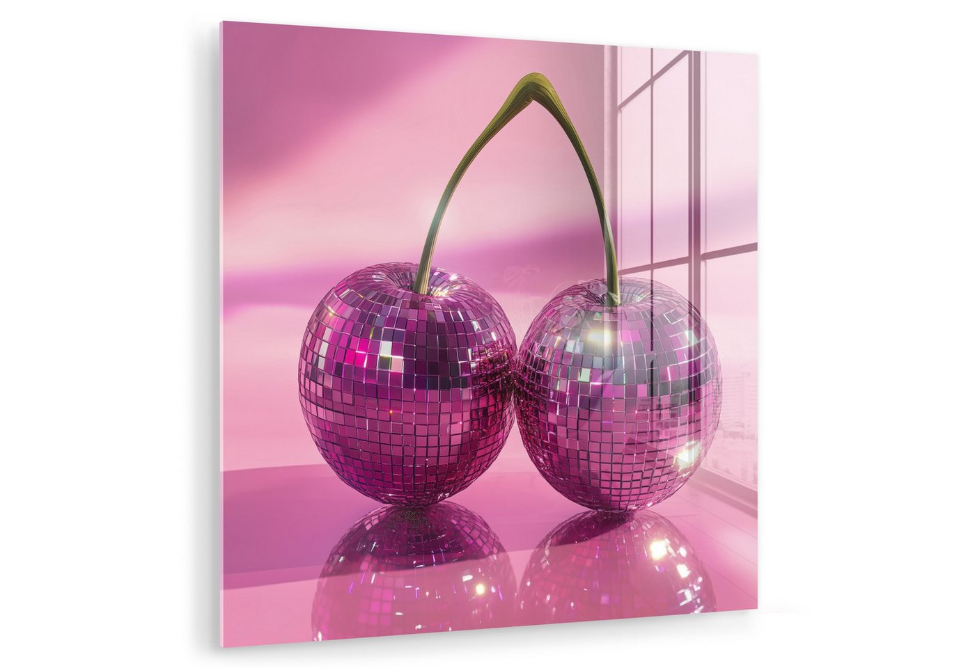 MuchoWow Acrylglasbild Glitzer - Discokugel - Rosa - Kirsche, Inkl. Aufhängung, Bilder auf Glas Wandbild, Wanddeko Wohnzimmer Badezimmer, 20x20 cm MuchoWow Acrylglasbild Glitzer - Discokugel - Rosa - Kirsche, Inkl. Aufhängung, Bilder auf Glas Wandbild, Wanddeko Wohnzimmer Badezimmer, 20x20 cm von MuchoWow