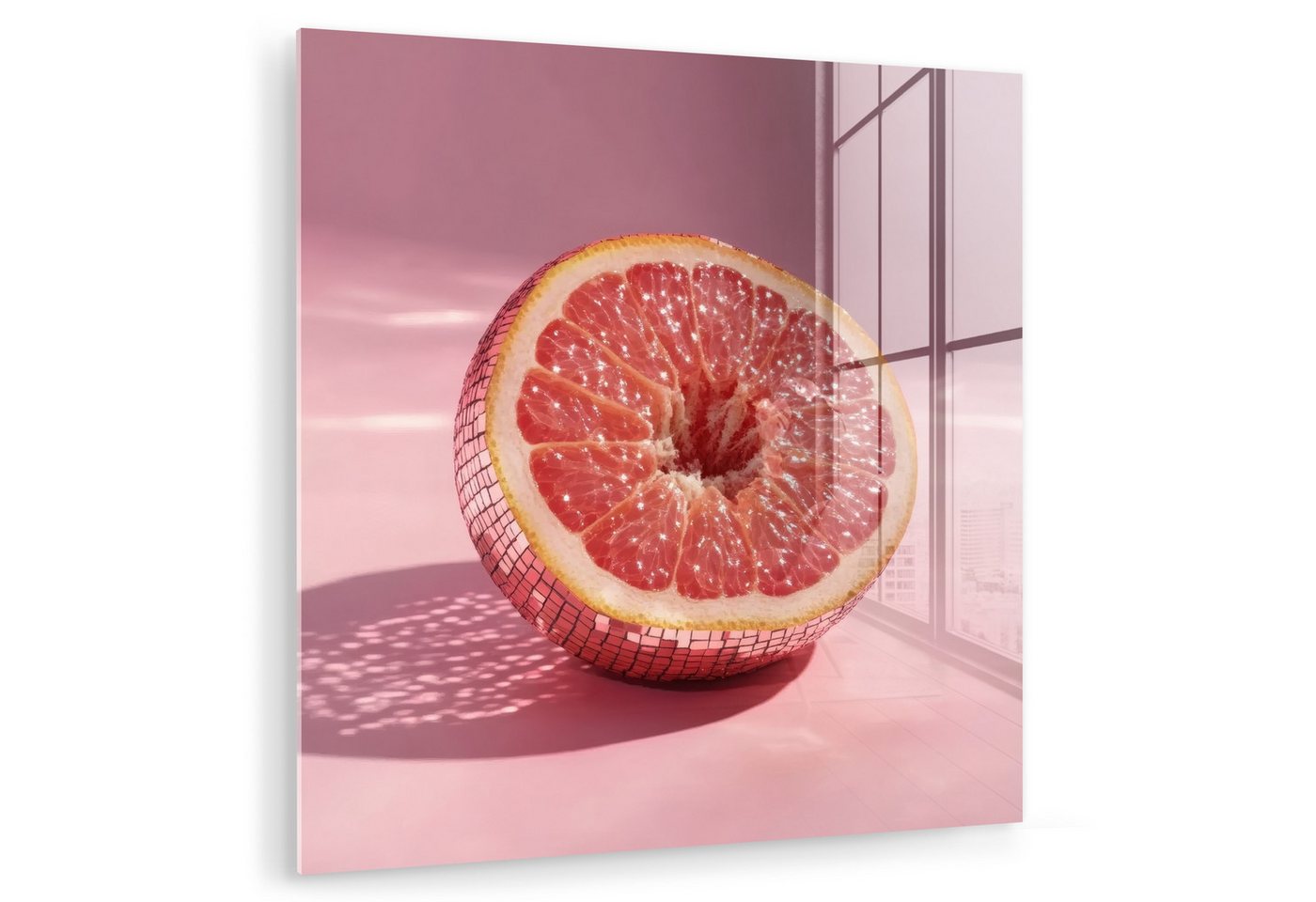 MuchoWow Acrylglasbild Grapefruit - Rosa - Disco - Glänzend, Inkl. Aufhängung, Bilder auf Glas Wandbild, Wanddeko Wohnzimmer Badezimmer, 20x20 cm MuchoWow Acrylglasbild Grapefruit - Rosa - Disco - Glänzend, Inkl. Aufhängung, Bilder auf Glas Wandbild, Wanddeko Wohnzimmer Badezimmer, 20x20 cm von MuchoWow