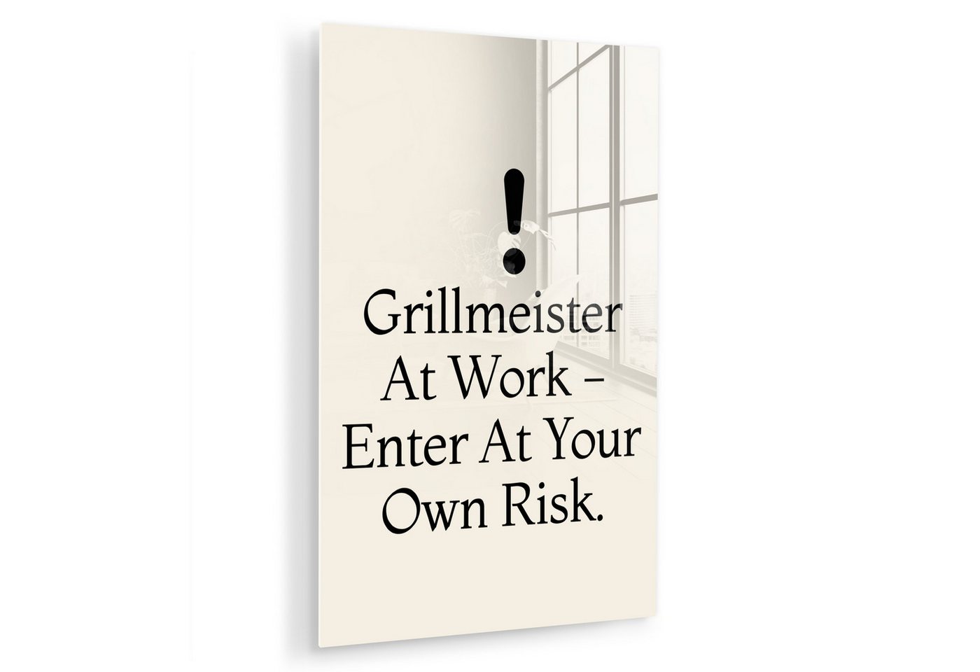 MuchoWow Acrylglasbild Grill - Ausrufezeichen - Schwarz - Text, Inkl. Aufhängung, Dekorative Bild für Küche & Wohnzimmer auf Glas, 20x30 cm von MuchoWow