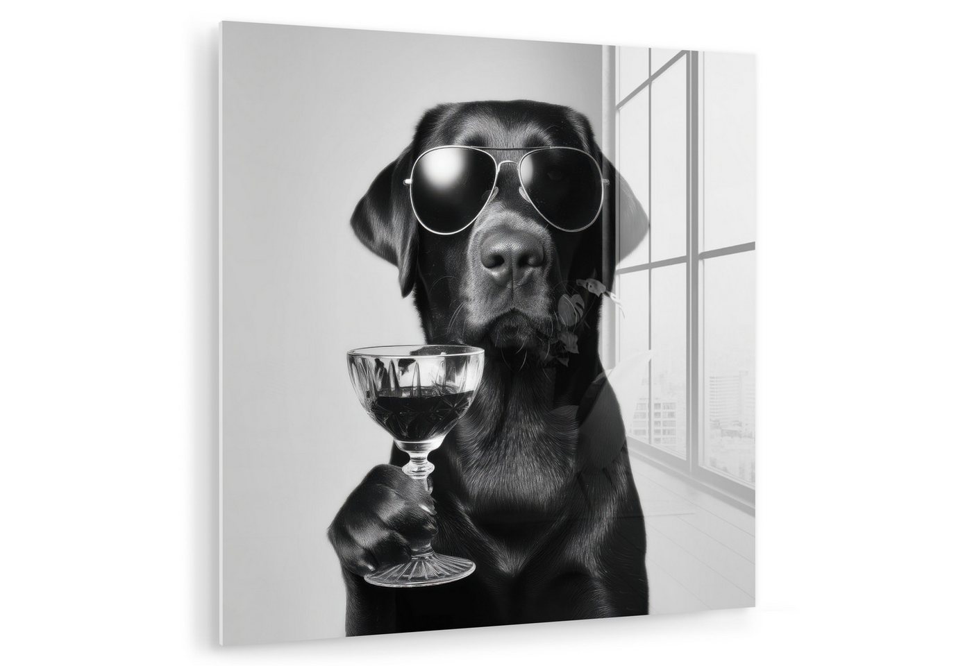 MuchoWow Acrylglasbild Hund - Schwarz - Weinglas - Sonnenbrille, Inkl. Aufhängung, Bilder auf Glas Wandbild, Wanddeko Wohnzimmer Badezimmer, 20x20 cm MuchoWow Acrylglasbild Hund - Schwarz - Weinglas - Sonnenbrille, Inkl. Aufhängung, Bilder auf Glas Wandbild, Wanddeko Wohnzimmer Badezimmer, 20x20 cm von MuchoWow