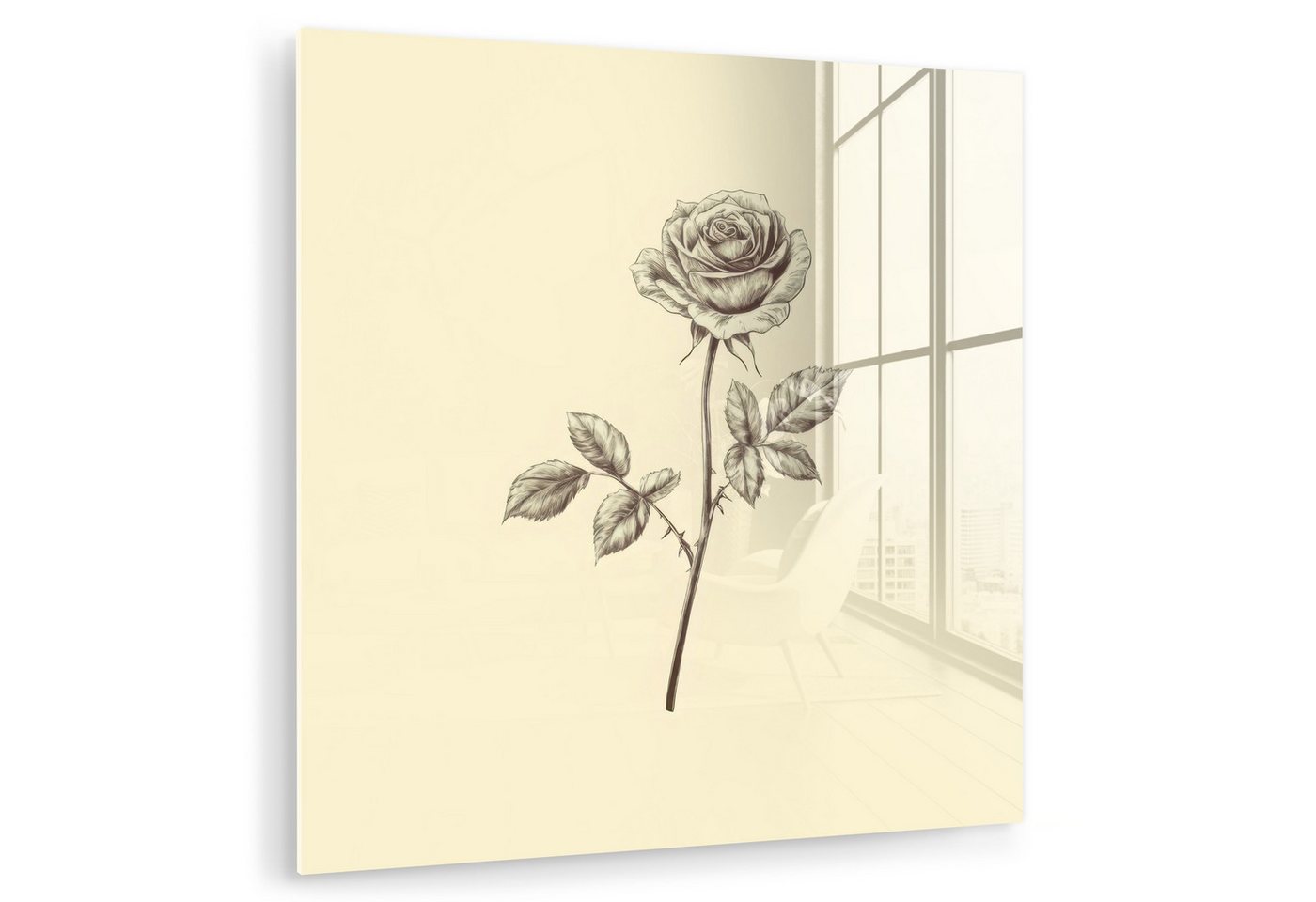 MuchoWow Acrylglasbild Illustration - Schwarz - Rose, Inkl. Aufhängung, Bilder auf Glas Wandbild, Wanddeko Wohnzimmer Badezimmer, 20x20 cm MuchoWow Acrylglasbild Illustration - Schwarz - Rose, Inkl. Aufhängung, Bilder auf Glas Wandbild, Wanddeko Wohnzimmer Badezimmer, 20x20 cm von MuchoWow