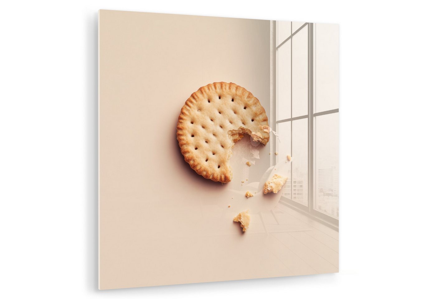 MuchoWow Acrylglasbild Keks - Krümel - beige, Inkl. Aufhängung, Bilder auf Glas Wandbild, Wanddeko Wohnzimmer Badezimmer, 20x20 cm MuchoWow Acrylglasbild Keks - Krümel - beige, Inkl. Aufhängung, Bilder auf Glas Wandbild, Wanddeko Wohnzimmer Badezimmer, 20x20 cm von MuchoWow