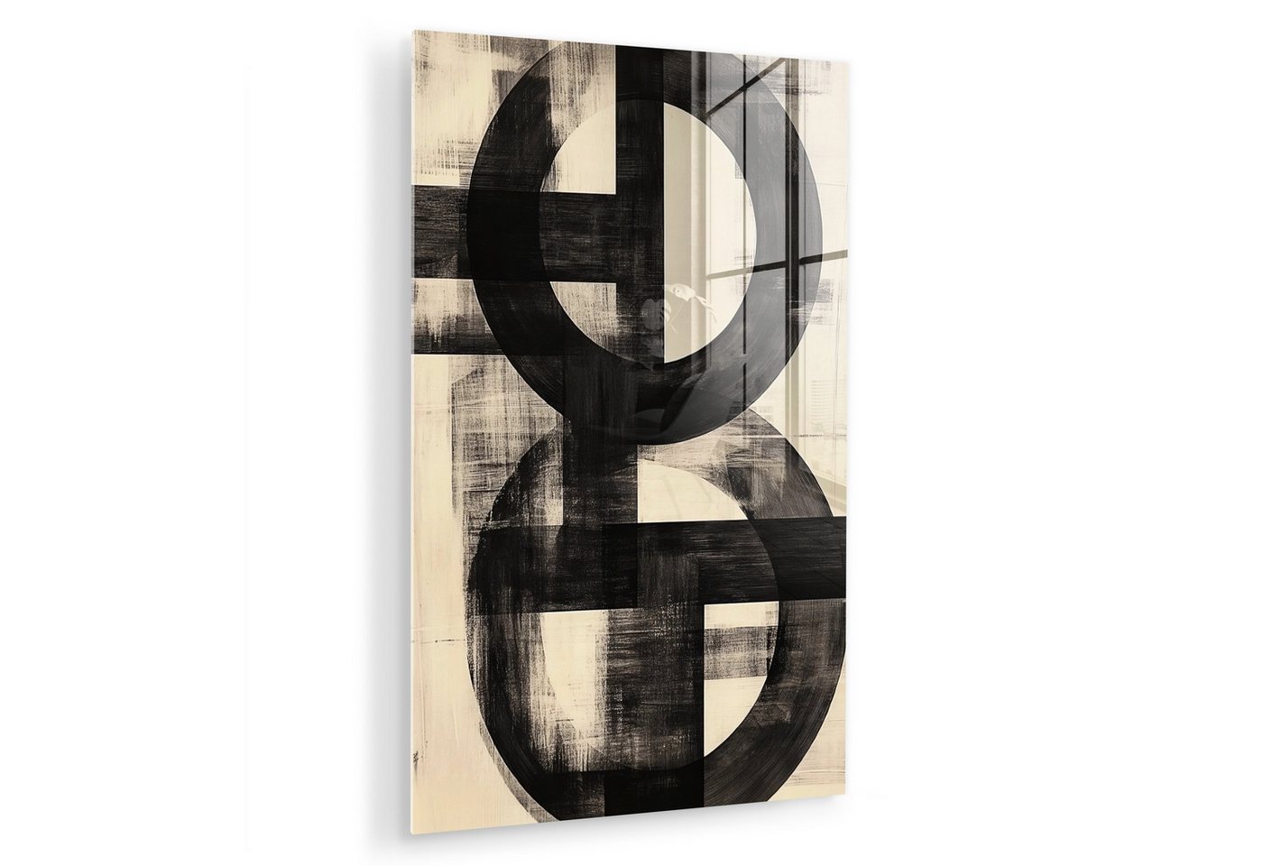 MuchoWow Acrylglasbild Kreise - Balken - Schwarz - Abstrakt, Inkl. Aufhängung, Dekorative Bild für Küche & Wohnzimmer auf Glas, 20x30 cm MuchoWow Acrylglasbild Kreise - Balken - Schwarz - Abstrakt, Inkl. Aufhängung, Dekorative Bild für Küche & Wohnzimmer auf Glas, 20x30 cm von MuchoWow