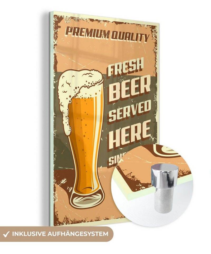 MuchoWow Acrylglasbild Mancave - Biergläser - Vintage - Zitate, (1 St), Glasbilder - Bilder auf Glas Wandbild - Foto auf Glas - Wanddekoration von MuchoWow