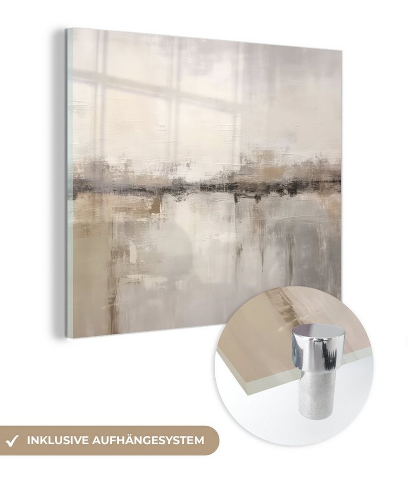 MuchoWow Acrylglasbild Moderne Kunst - Abstrakt - Beige, Inkl. Aufhängung, Bilder auf Glas Wandbild, Wanddeko Wohnzimmer Badezimmer, 20x20 cm MuchoWow Acrylglasbild Moderne Kunst - Abstrakt - Beige, Inkl. Aufhängung, Bilder auf Glas Wandbild, Wanddeko Wohnzimmer Badezimmer, 20x20 cm von MuchoWow