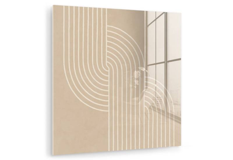 MuchoWow Acrylglasbild Parallele Linien - Leichte Textur - Beige, Inkl. Aufhängung, Bilder auf Glas Wandbild, Wanddeko Wohnzimmer Badezimmer, 20x20 cm von MuchoWow