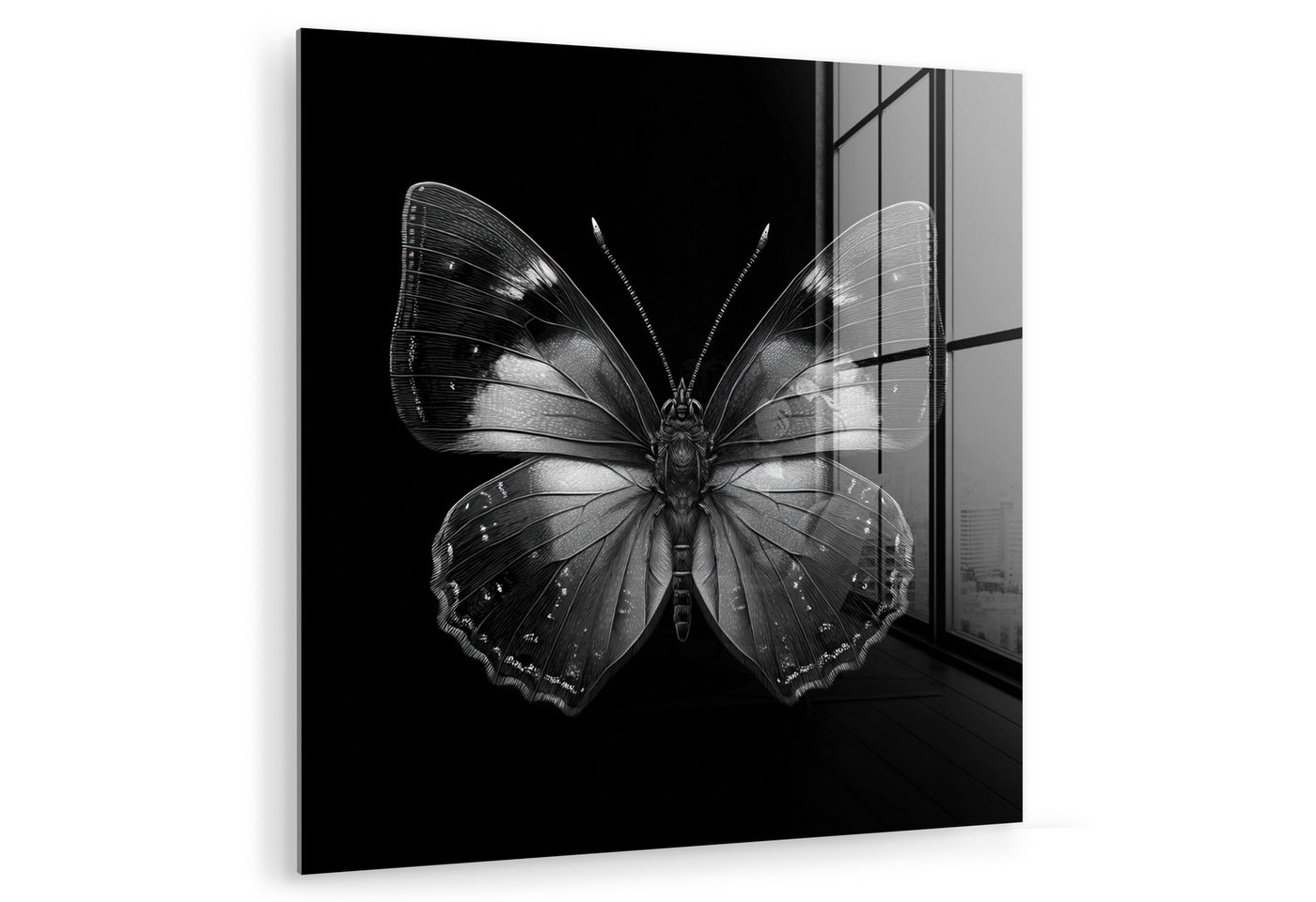 MuchoWow Acrylglasbild Schmetterling - Grau - Geheimnisvoll, Inkl. Aufhängung, Bilder auf Glas Wandbild, Wanddeko Wohnzimmer Badezimmer, 20x20 cm MuchoWow Acrylglasbild Schmetterling - Grau - Geheimnisvoll, Inkl. Aufhängung, Bilder auf Glas Wandbild, Wanddeko Wohnzimmer Badezimmer, 20x20 cm von MuchoWow