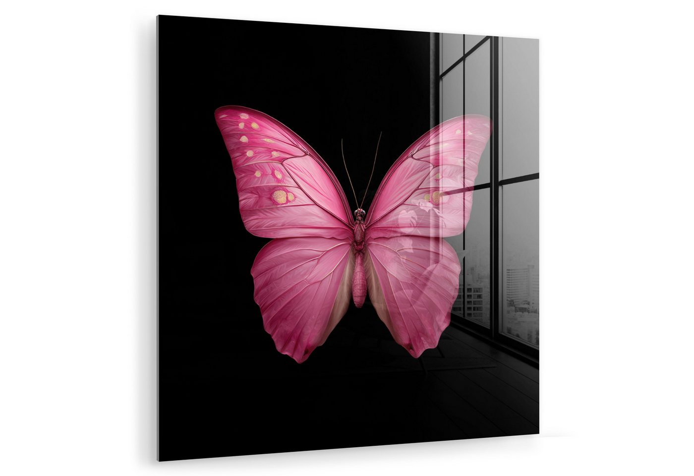 MuchoWow Acrylglasbild Schmetterling - Rosa - Elegant, Inkl. Aufhängung, Bilder auf Glas Wandbild, Wanddeko Wohnzimmer Badezimmer, 20x20 cm MuchoWow Acrylglasbild Schmetterling - Rosa - Elegant, Inkl. Aufhängung, Bilder auf Glas Wandbild, Wanddeko Wohnzimmer Badezimmer, 20x20 cm von MuchoWow