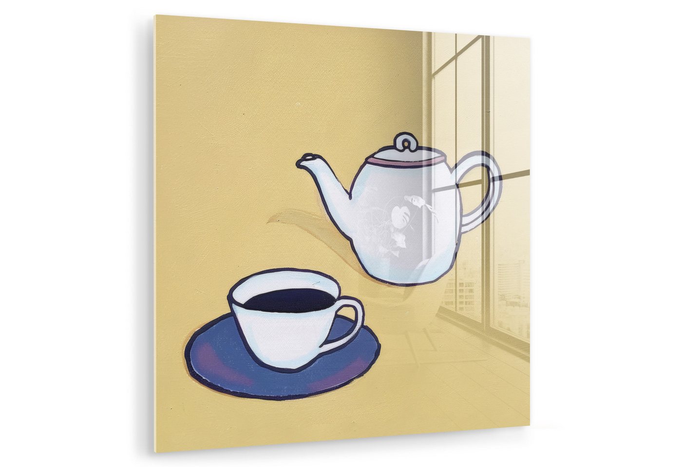 MuchoWow Acrylglasbild Teekanne - Tasse - Beige - Illustration, Inkl. Aufhängung, Bilder auf Glas Wandbild, Wanddeko Wohnzimmer Badezimmer, 20x20 cm MuchoWow Acrylglasbild Teekanne - Tasse - Beige - Illustration, Inkl. Aufhängung, Bilder auf Glas Wandbild, Wanddeko Wohnzimmer Badezimmer, 20x20 cm von MuchoWow