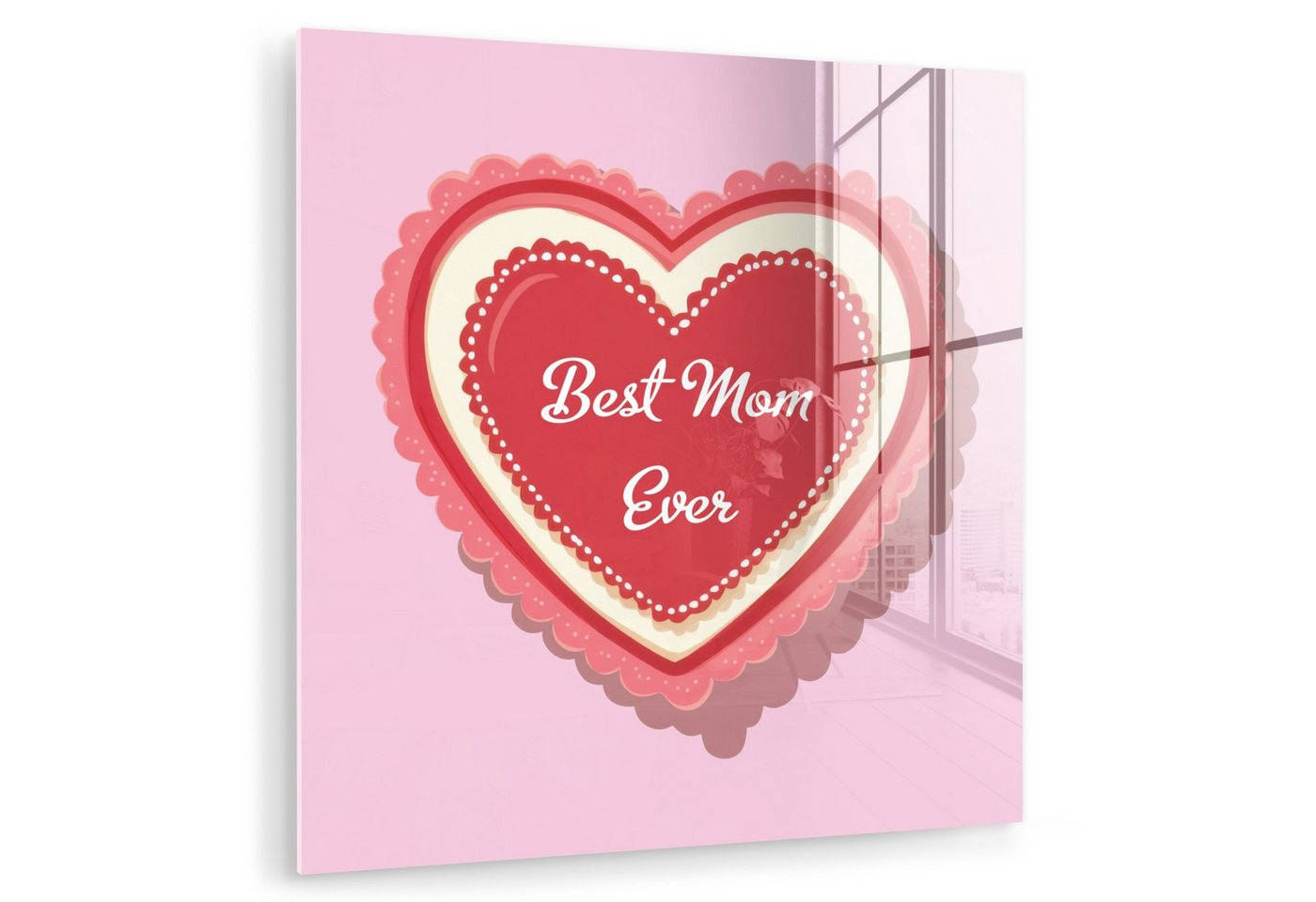 MuchoWow Acrylglasbild Text - Herz - Mutter - Rosa, Inkl. Aufhängung, Bilder auf Glas Wandbild, Wanddeko Wohnzimmer Badezimmer, 20x20 cm MuchoWow Acrylglasbild Text - Herz - Mutter - Rosa, Inkl. Aufhängung, Bilder auf Glas Wandbild, Wanddeko Wohnzimmer Badezimmer, 20x20 cm von MuchoWow