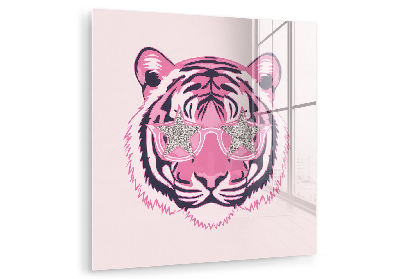MuchoWow Acrylglasbild Tiger - Glitzer-Sonnenbrille - Rosa, Inkl. Aufhängung, Bilder auf Glas Wandbild, Wanddeko Wohnzimmer Badezimmer, 20x20 cm MuchoWow Acrylglasbild Tiger - Glitzer-Sonnenbrille - Rosa, Inkl. Aufhängung, Bilder auf Glas Wandbild, Wanddeko Wohnzimmer Badezimmer, 20x20 cm von MuchoWow
