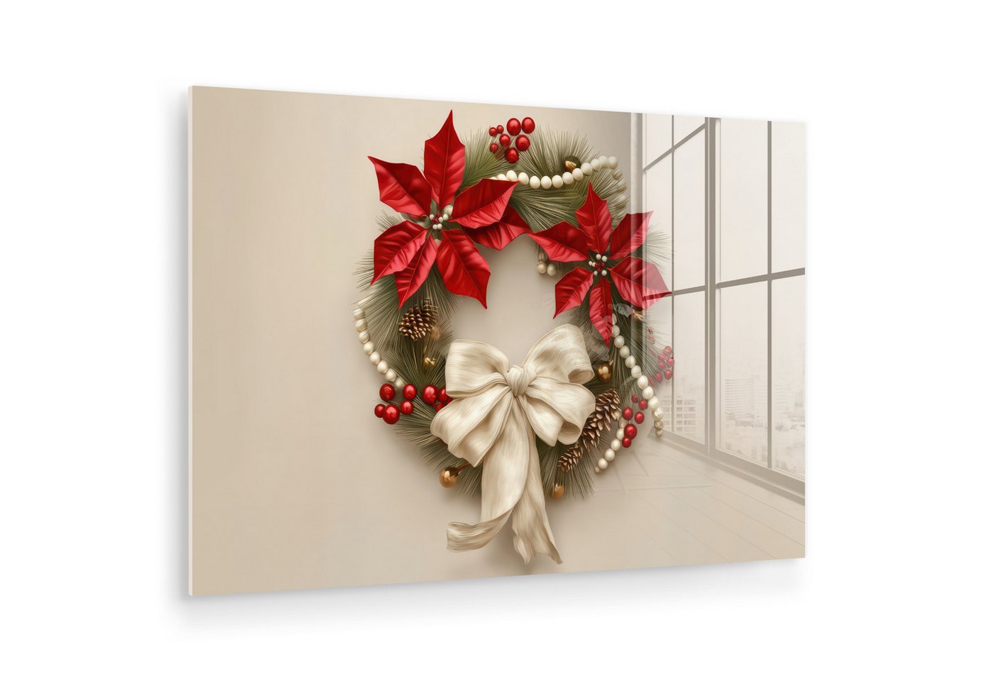 MuchoWow Acrylglasbild Türkranz - Schleife - Weihnachten - Rot - Grün, Inkl. Aufhängung, Glasbilder Wohnzimmer, Schlafzimmer, Flur & Esszimmer, 30x20 cm MuchoWow Acrylglasbild Türkranz - Schleife - Weihnachten - Rot - Grün, Inkl. Aufhängung, Glasbilder Wohnzimmer, Schlafzimmer, Flur & Esszimmer, 30x20 cm von MuchoWow