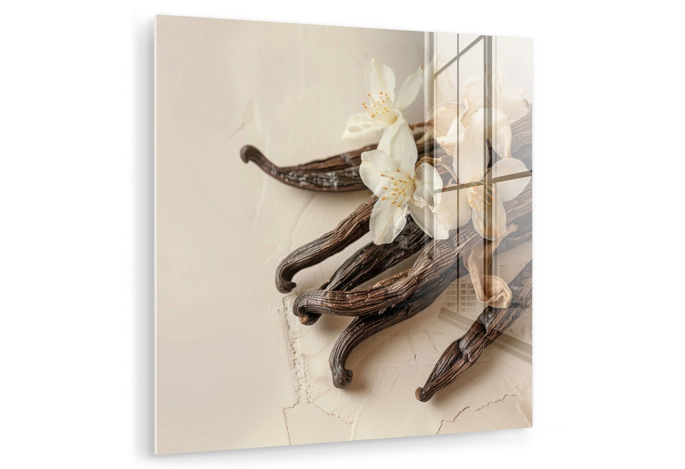 MuchoWow Acrylglasbild Vanille - Geblümt - Beige, Inkl. Aufhängung, Bilder auf Glas Wandbild, Wanddeko Wohnzimmer Badezimmer, 20x20 cm MuchoWow Acrylglasbild Vanille - Geblümt - Beige, Inkl. Aufhängung, Bilder auf Glas Wandbild, Wanddeko Wohnzimmer Badezimmer, 20x20 cm von MuchoWow