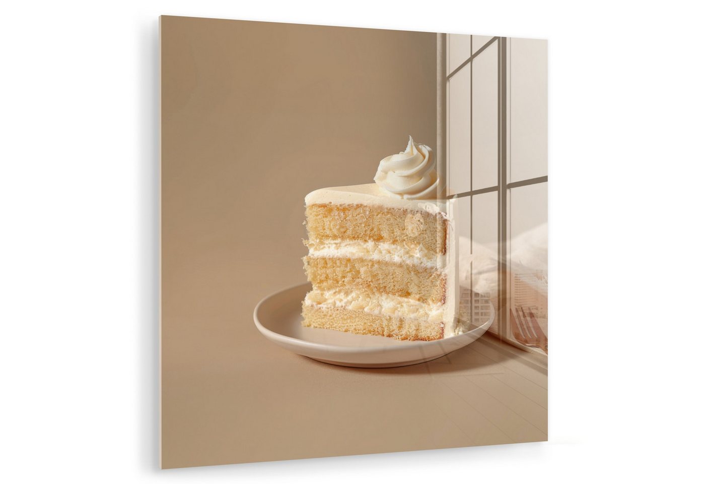 MuchoWow Acrylglasbild Vanillekuchen - Torte - Cremig, Inkl. Aufhängung, Bilder auf Glas Wandbild, Wanddeko Wohnzimmer Badezimmer, 20x20 cm MuchoWow Acrylglasbild Vanillekuchen - Torte - Cremig, Inkl. Aufhängung, Bilder auf Glas Wandbild, Wanddeko Wohnzimmer Badezimmer, 20x20 cm von MuchoWow